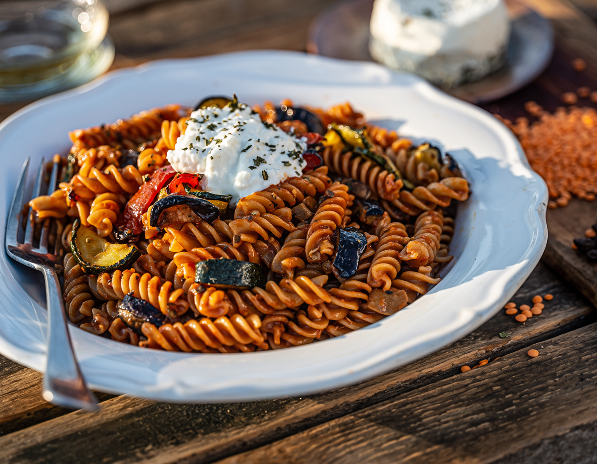 Lentil Pasta with Roasted Vegetables