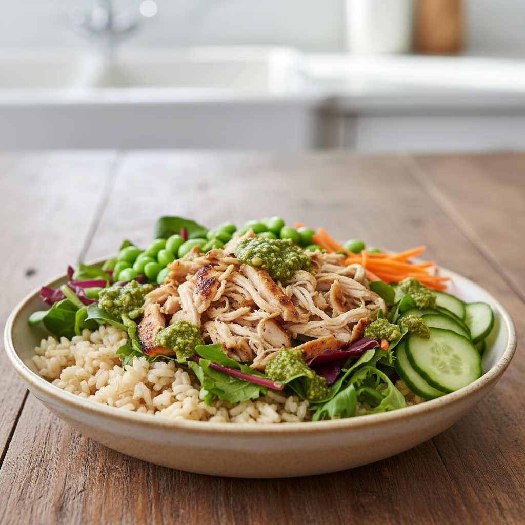 Pesto Chicken Poke Bowl
