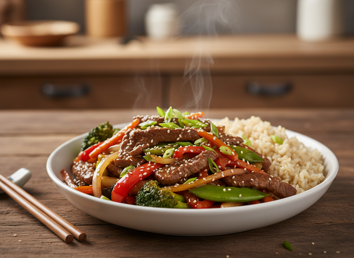 Beef Stir-Fry with Brown Rice